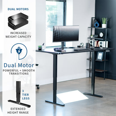 71" x 36" Electric Desk provides a convenient sit and stand workstation for the home or office with quiet dual motor.
