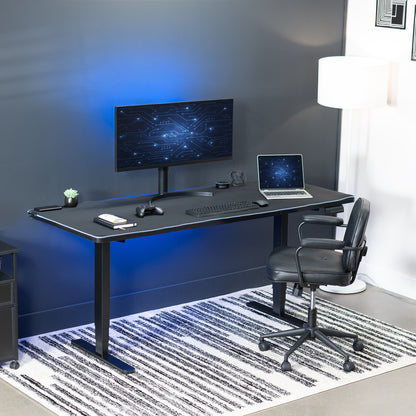 Large sturdy sit or stand active workstation with adjustable height and RGB pad.