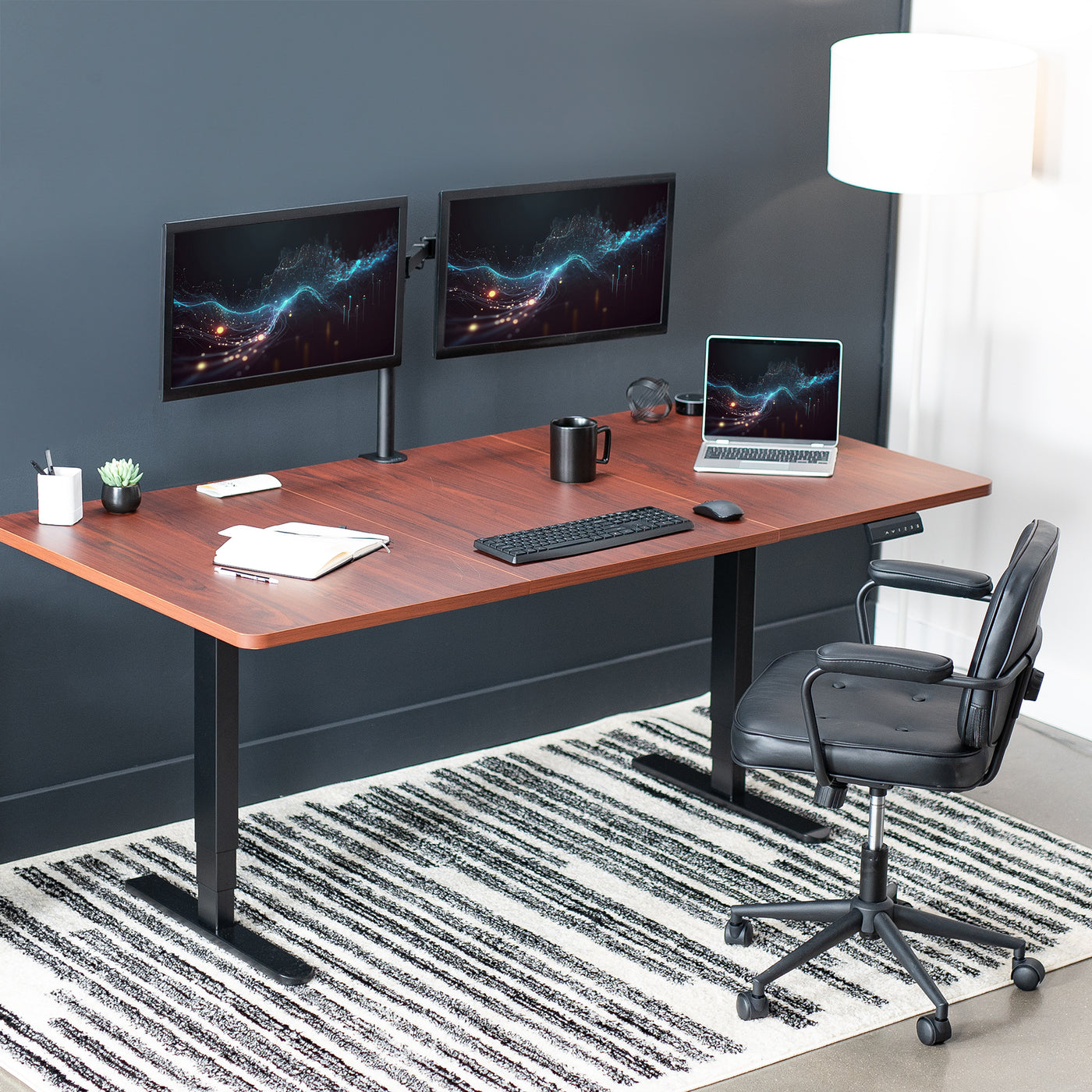 71" x 36" Electric Desk provides a convenient sit and stand workstation for the home or office.