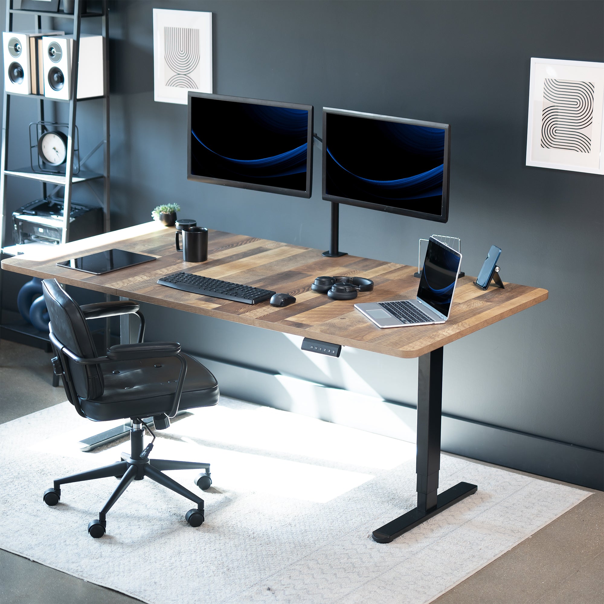 71" x 36" Electric Desk provides a convenient sit and stand workstation for the home or office.