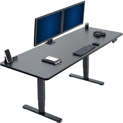 Extra large sturdy sit or stand active workstation with adjustable height using a memory control panel.