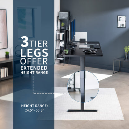 Extra large sturdy sit or stand active workstation with adjustable height using a memory control panel.