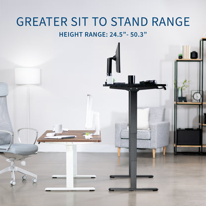 Extra large sturdy sit or stand active workstation with adjustable height using a memory control panel.