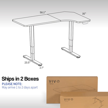 Black Reversible Corner 58" x 35" Dual Motor Electric Desk