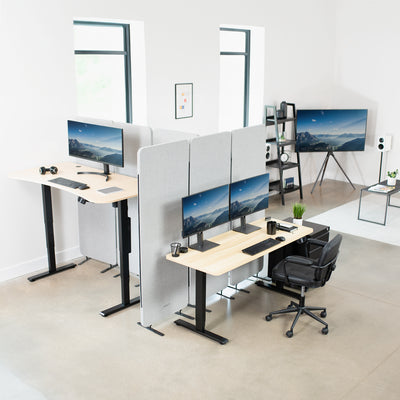 63” x 32” Electric Height Adjustable Stand Up Desk in Modern Office Space