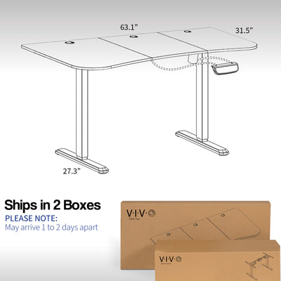 Table top and frame will arrive in two separate boxes with the potential for staggered delivery.