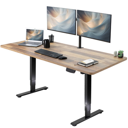 Heavy-duty electric height adjustable desktop workstation for active sit or stand efficient workspace.