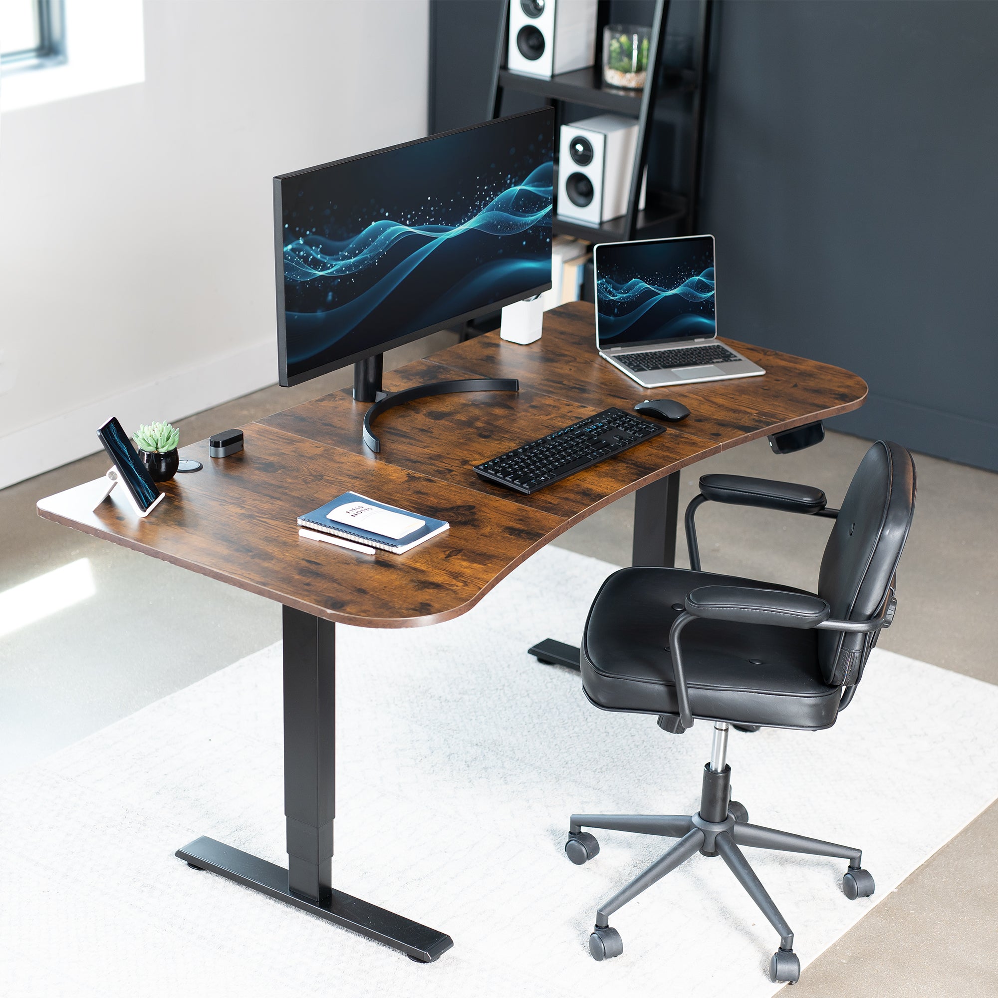 Rustic 63” x 32” Electric Height Adjustable Stand Up Desk