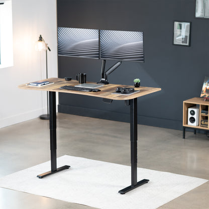 63” x 32” Electric Height Adjustable Stand Up Desk with Carbon Fiber Top