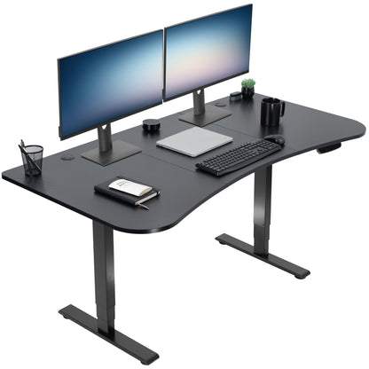 63” x 32” Electric Height Adjustable Stand Up Desk with Carbon Fiber Top