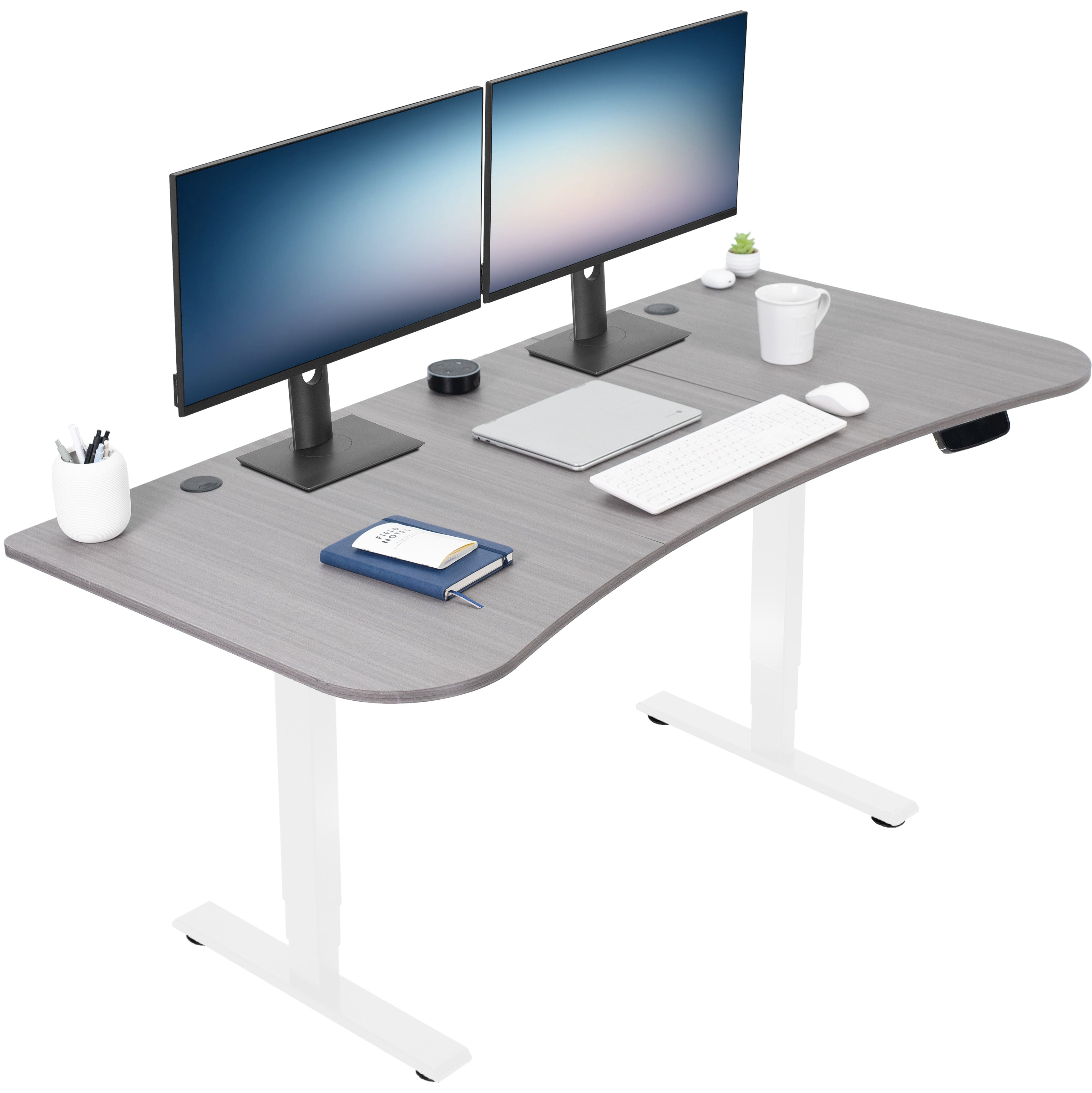 Ergonomic sit or stand active workstation with adjustable height using touch screen control panel.