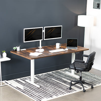 71" x 36" rustic Electric Desk provides a convenient sit and stand workstation for the home or office.