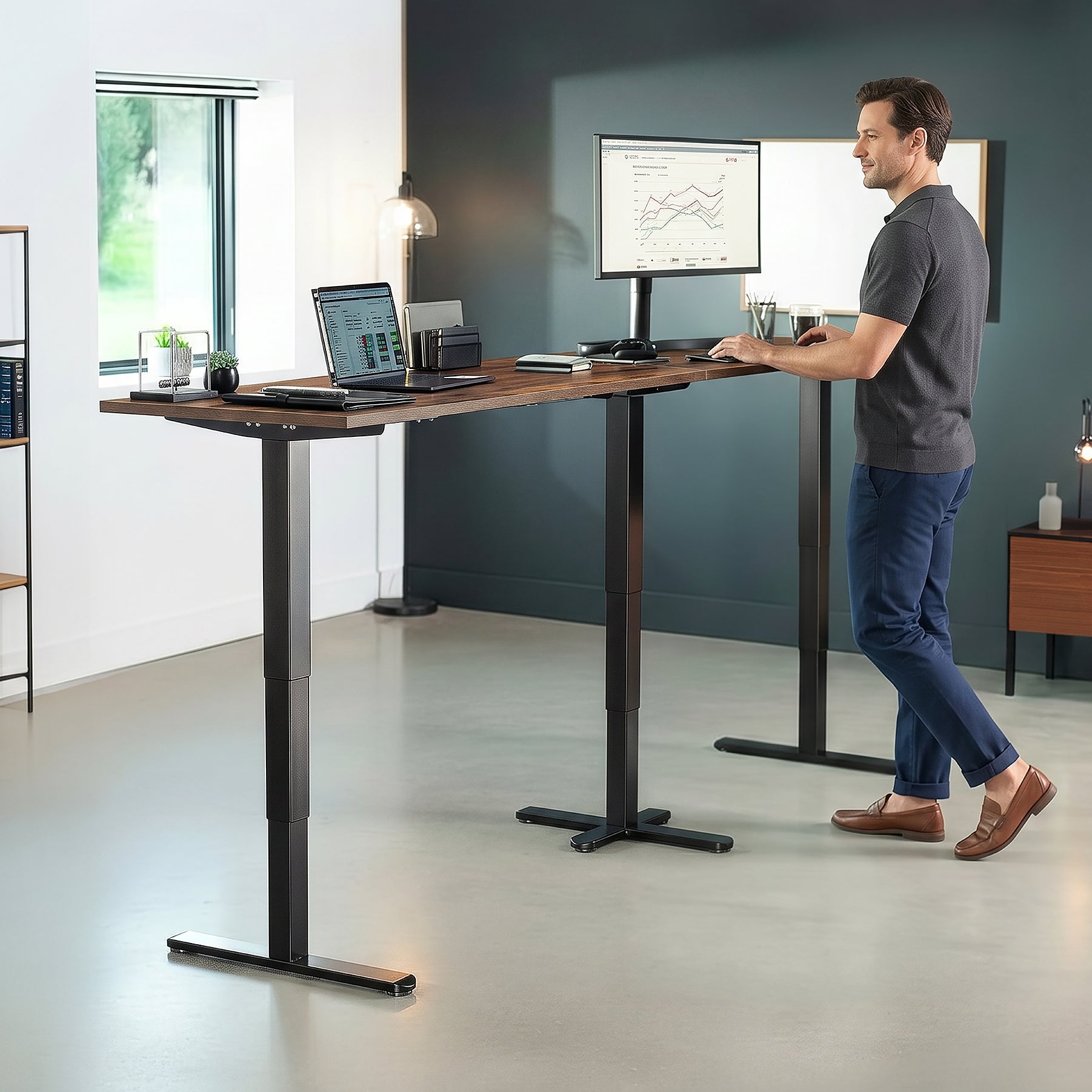 Extra Long 109" x 24" Electric Desk with Square Corner Top