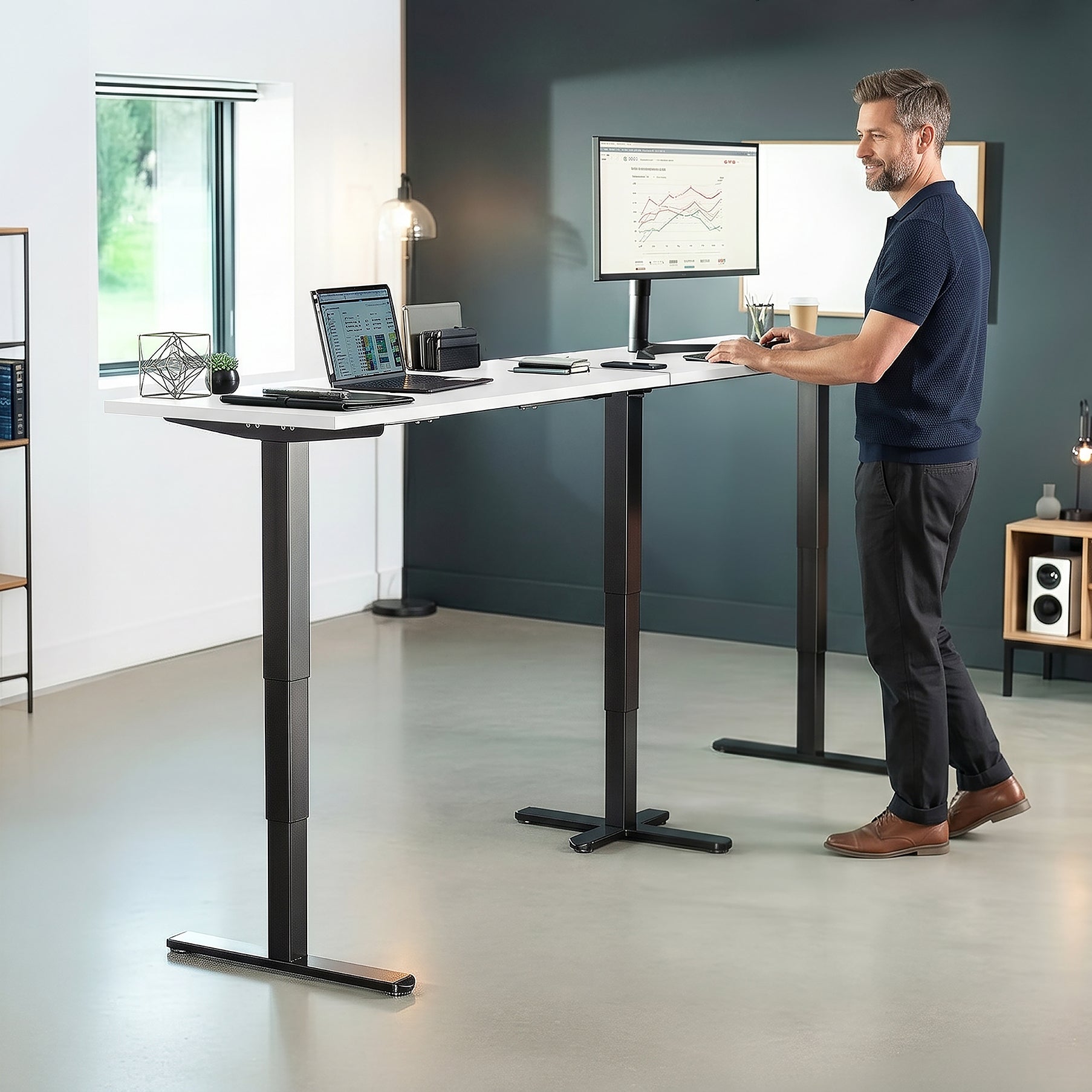 Extra Long 109" x 24" Electric Desk with Square Corner Top