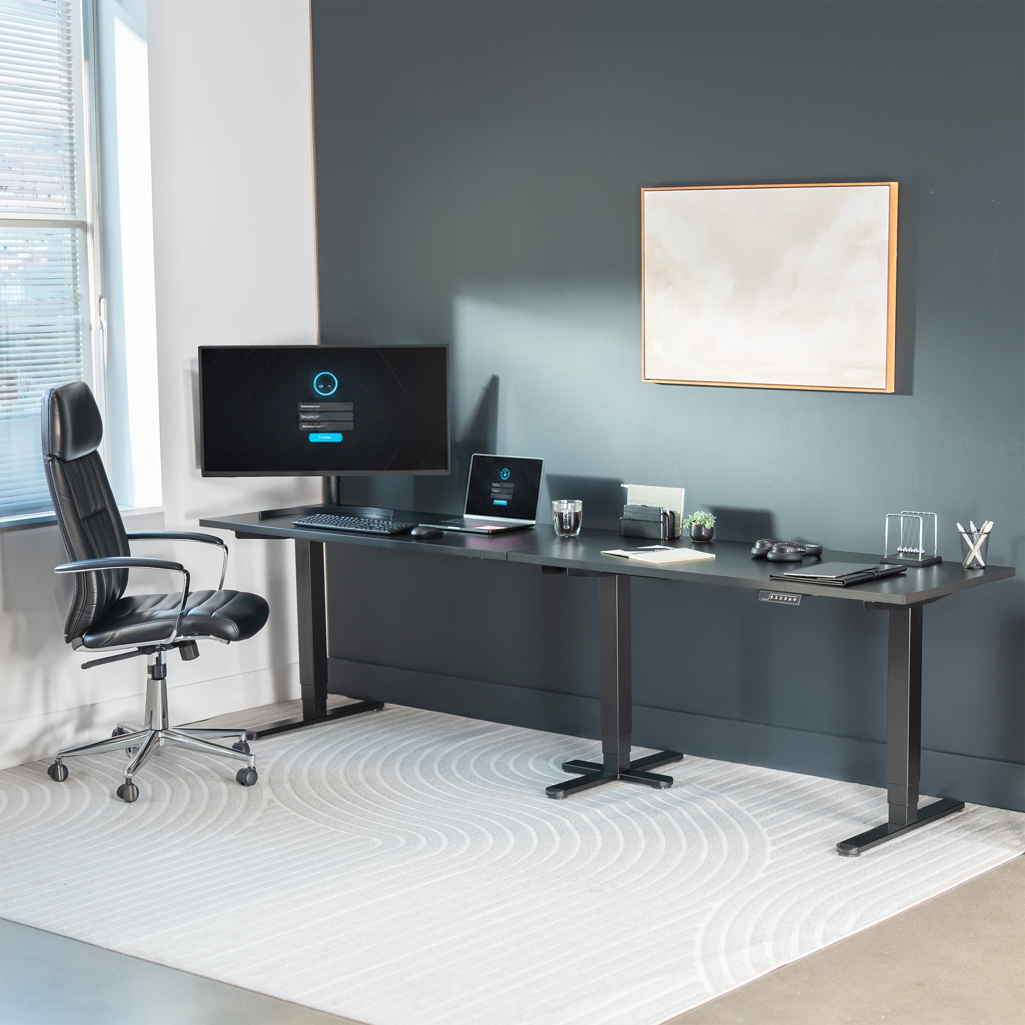 Extra Long 109" x 24" Electric Desk with Square Corner Top