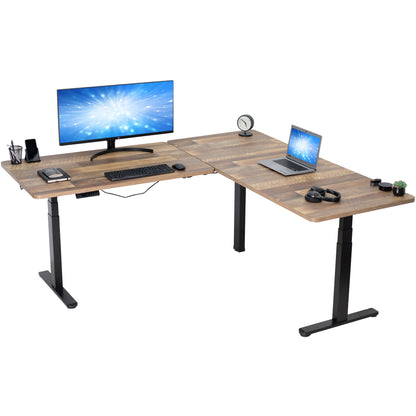 Sit or stand, 3-stage column, heavy-duty, L-shaped corner desk from VIVO. 