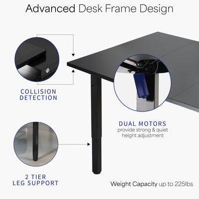 Dual Motor Electric 4-Leg Desk with Square Corner Top provides a spacious workstation for a conference room or project table and creates smooth height adjustment at the push of a button.