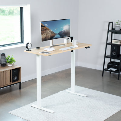 Electric Height Adjustable 60 x 24 inch Memory Stand Up Desk with Rear-Set Legs