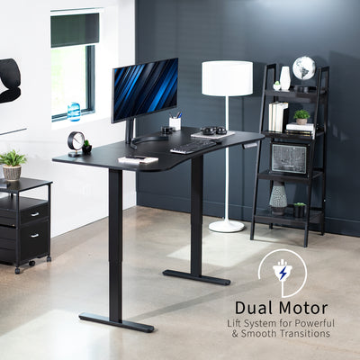 Dual motors designed to swiftly adjust the height of the desktop with built-in collision detection.