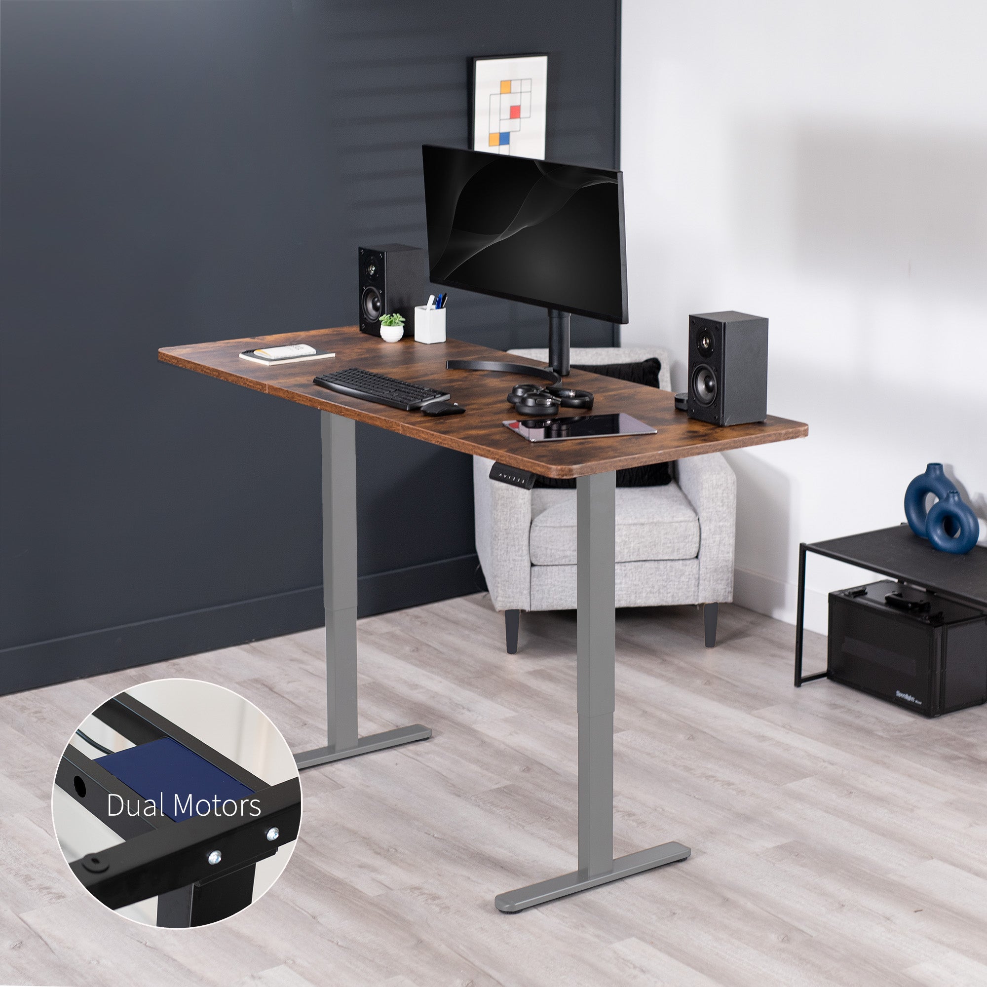 Rustic Electric Height Adjustable 71 x 30 inch Stand Up Desk