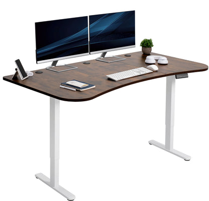 Heavy-duty electric sit to stand height adjustable ergonomic desk workstation with programmable memory controller for convenient productive workspace.