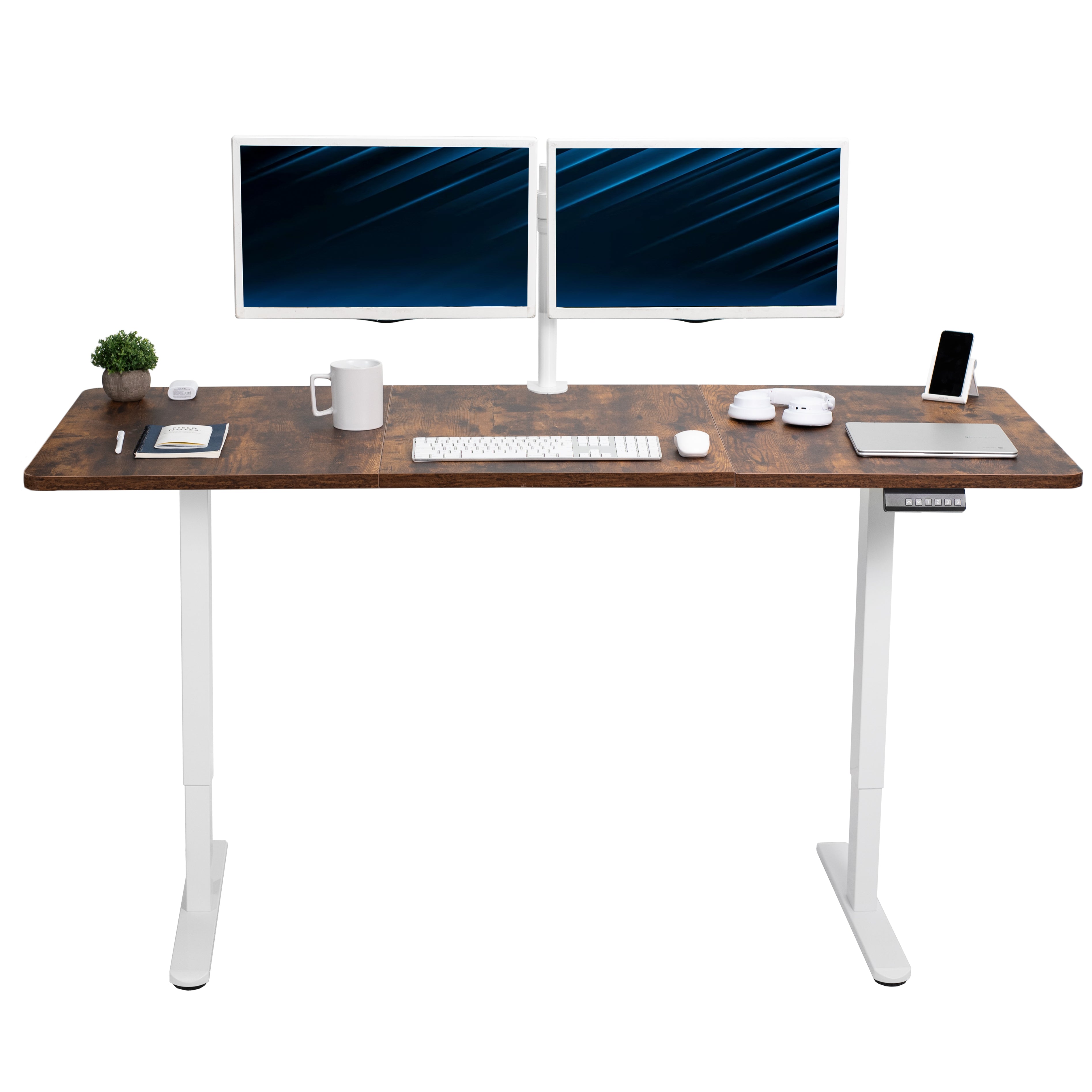 Rustic Electric Height Adjustable 71 x 30 inch Stand Up Desk