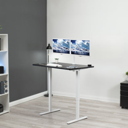 Manual hand crank height adjustable desk for sit or stand active workstation.