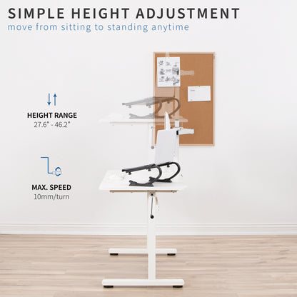 55" x 24" Crank Height Adjustable Desk