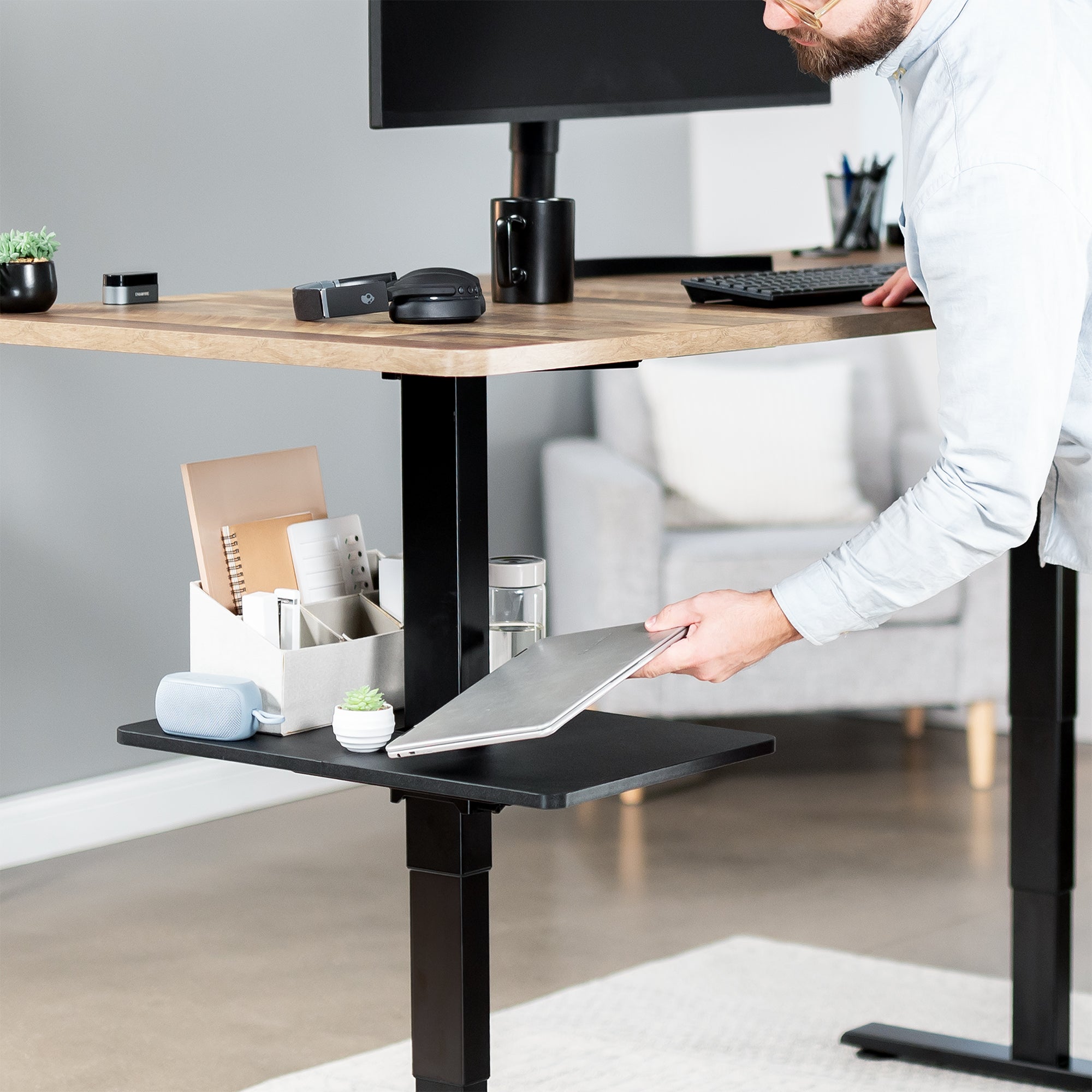 16" Under Desk Leg Shelf