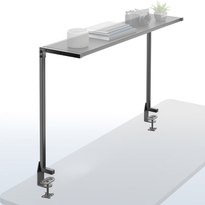 38-inch clamp-on overhead desk shelf with sturdy steel frame for elevated workspace storage