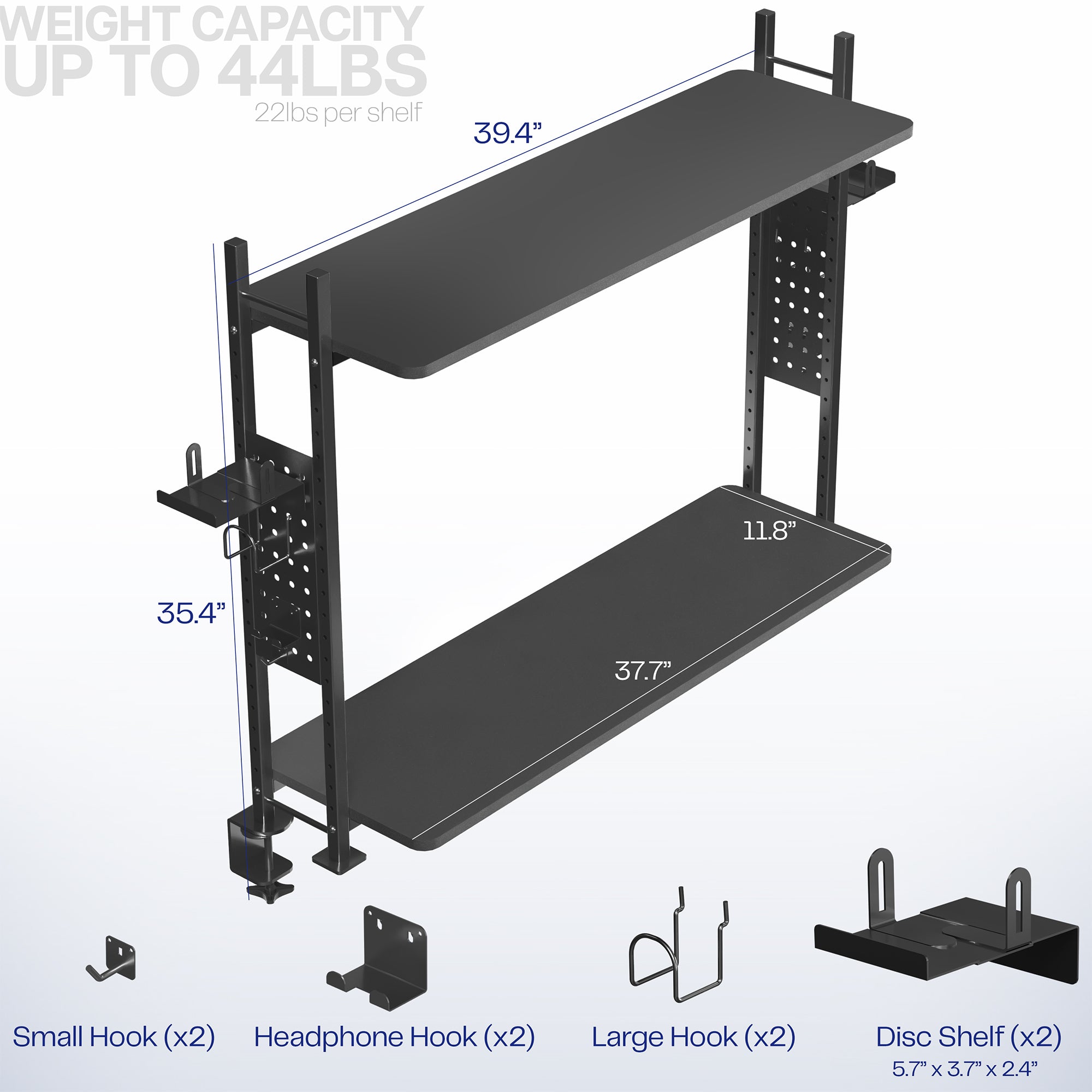 40" Clamp-on Gaming Shelf System