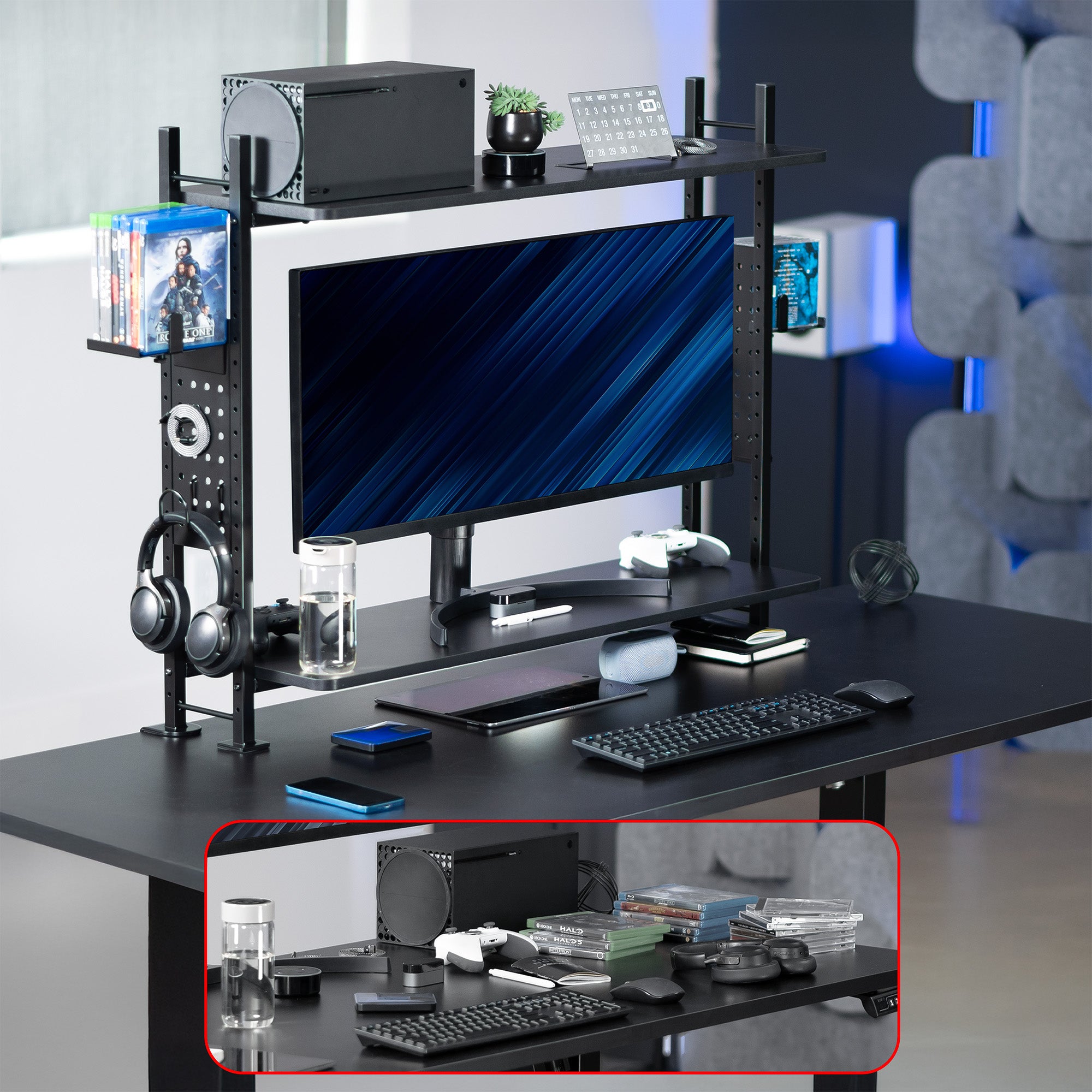 40" Clamp-on Gaming Shelf System