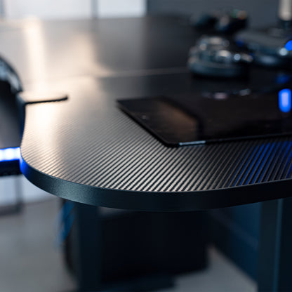 Carbon fiber desktop tabletop for ergonomic workstation.