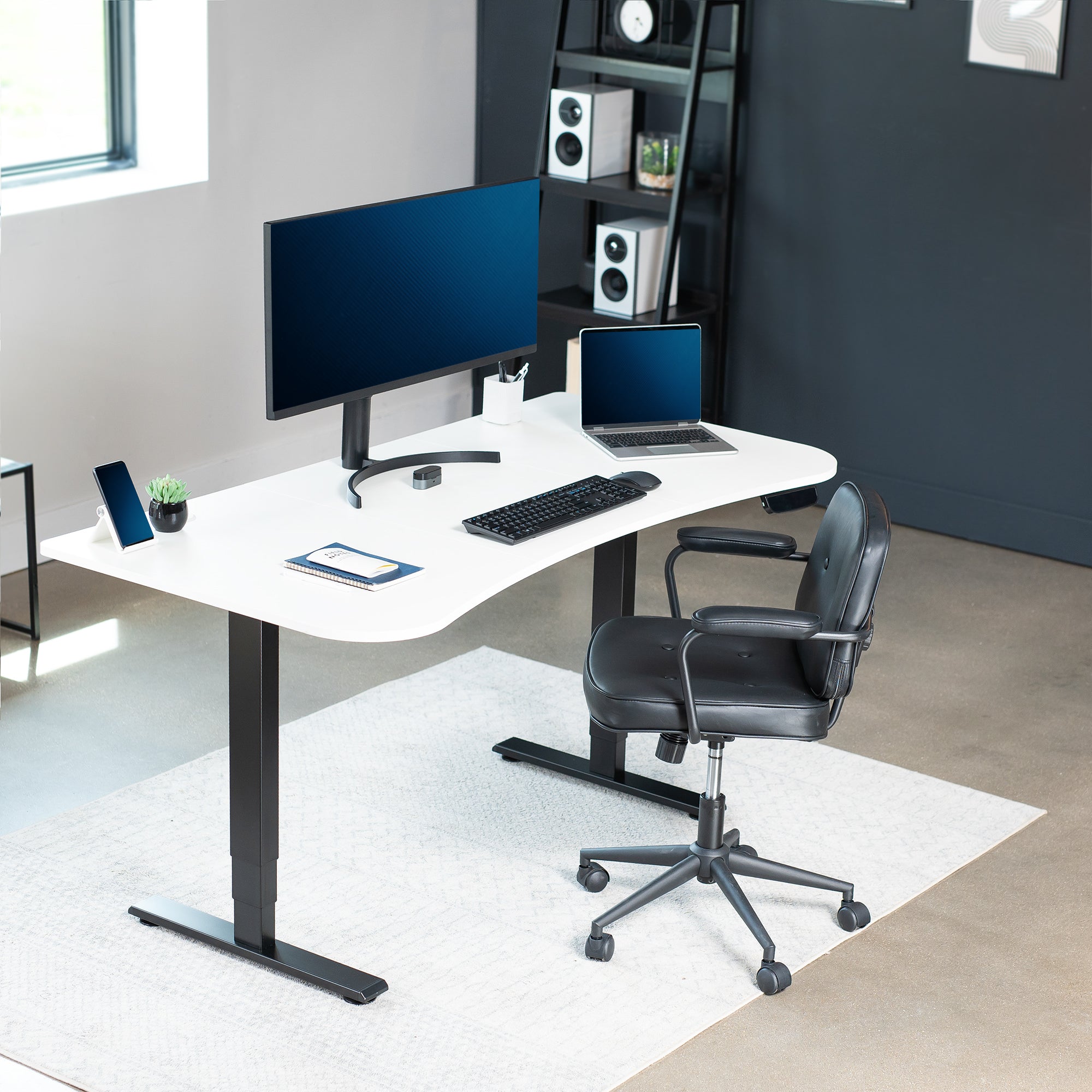 Sturdy desktop tabletop for ergonomic workstation.