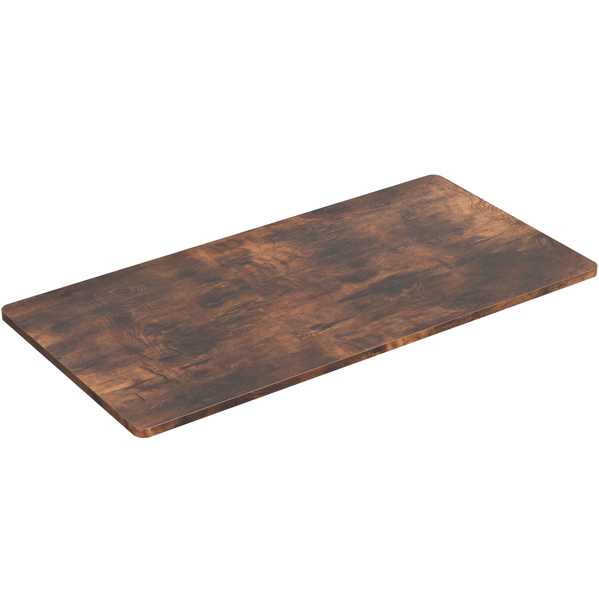 Wooden desktop with a rustic finish on a white background