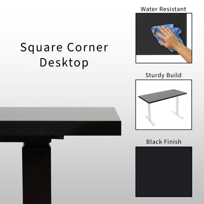  55 x 24 inch Universal Solid One-Piece Square Corner Table Top for Standard and Sit to Stand Height Adjustable Home and Office Desk Frames