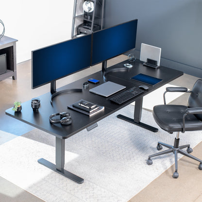 83 x 30 inch durable desk tabletop workstation with wide 3-panel surface space.