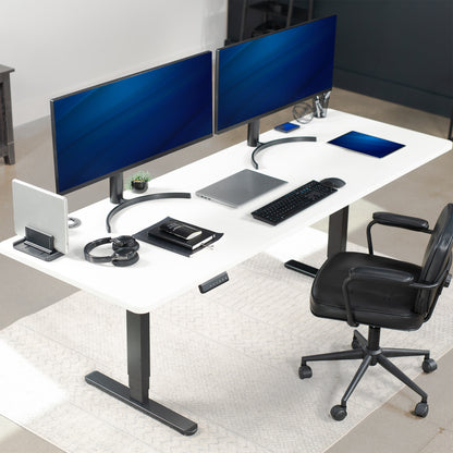 83 x 30 inch durable desk tabletop workstation with wide 3-panel surface space.
