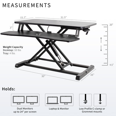 Sturdy height adjustable 2-tiered desk riser for ergonomic office workstation.