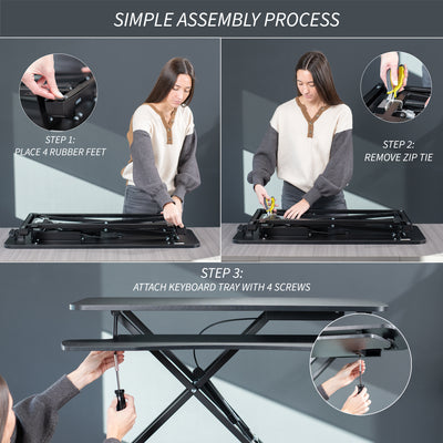 Sturdy height adjustable 2-tiered desk riser for ergonomic office workstation.