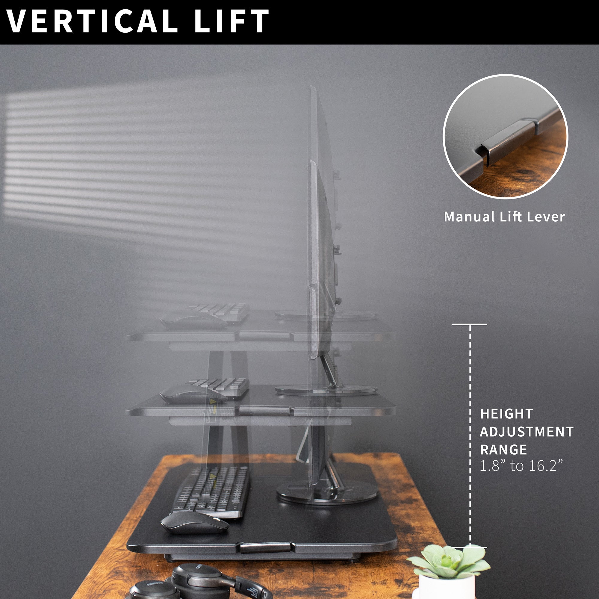 Desktop converter from VIVO supporting a monitor, mouse, and keyboard tray.