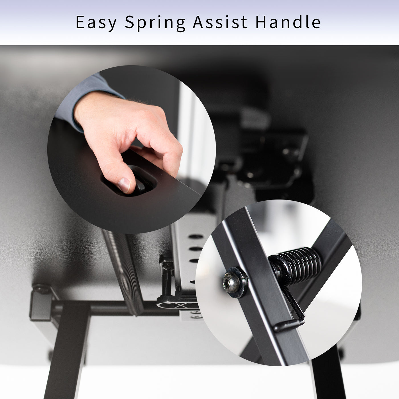 Smooth transitions provided with an easy access spring-assist handle.