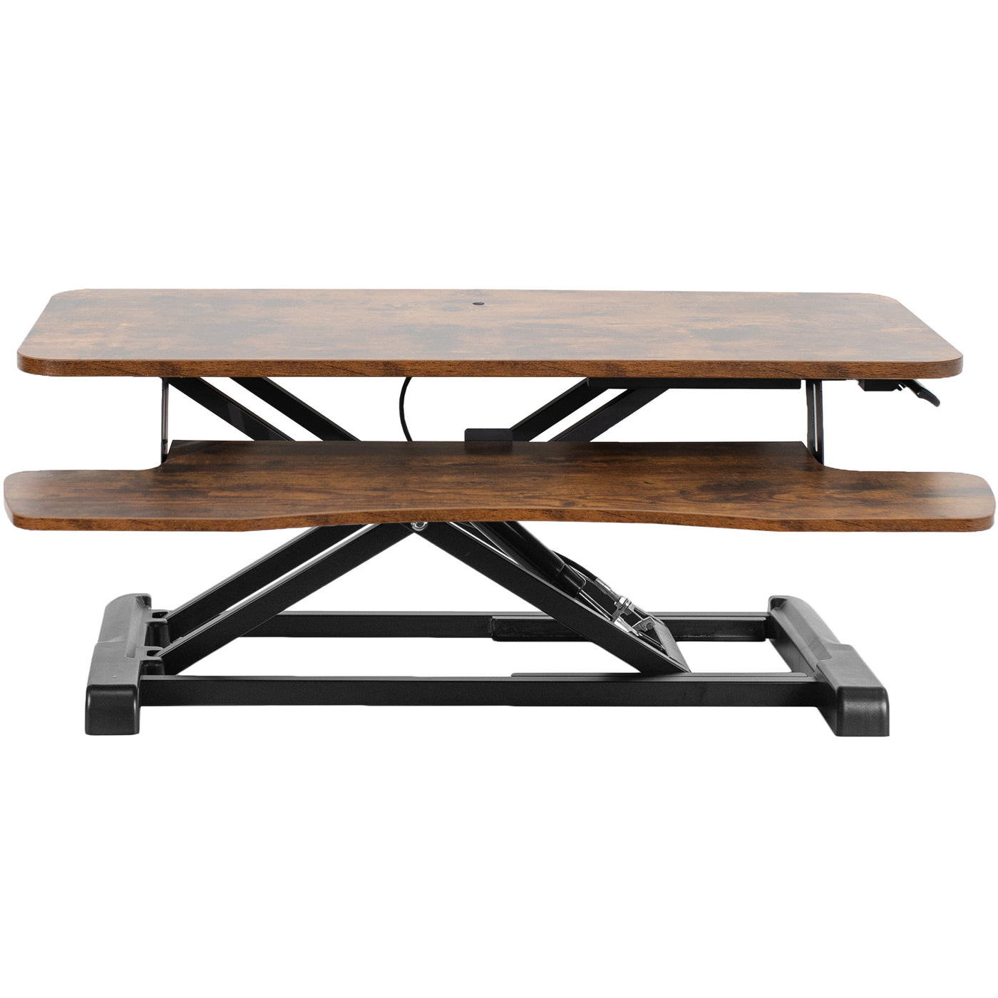 Rustic adjustable sit-to-stand table-top desk riser. 