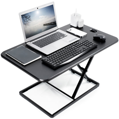 Heavy-duty height adjustable desk converter monitor riser.