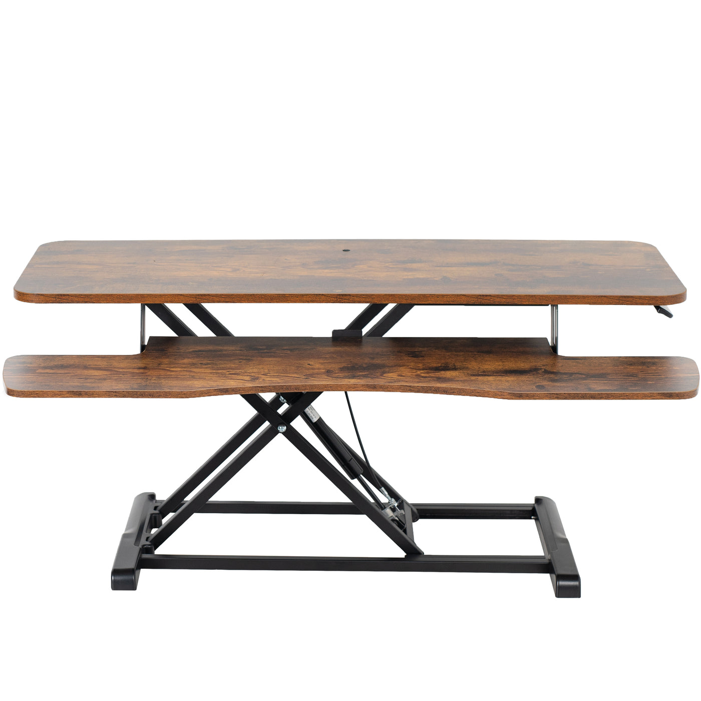 Rustic ajustable sit-to-stand table-top desk riser. 