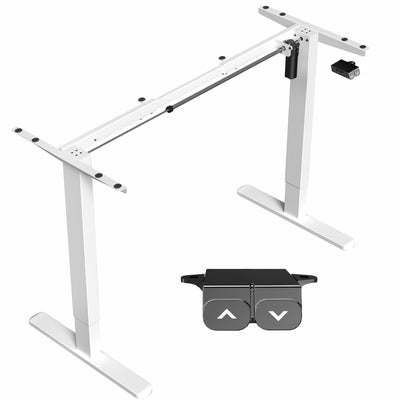 Sturdy ergonomic sit or stand desk frame for active workstation with adjustable height and 2 button controller.