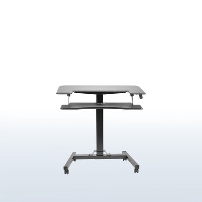 Compact mobile two-tier desk.