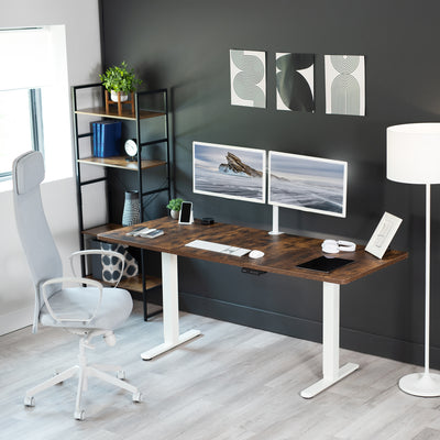 Electric standing dual monitor desk frame from VIVO.