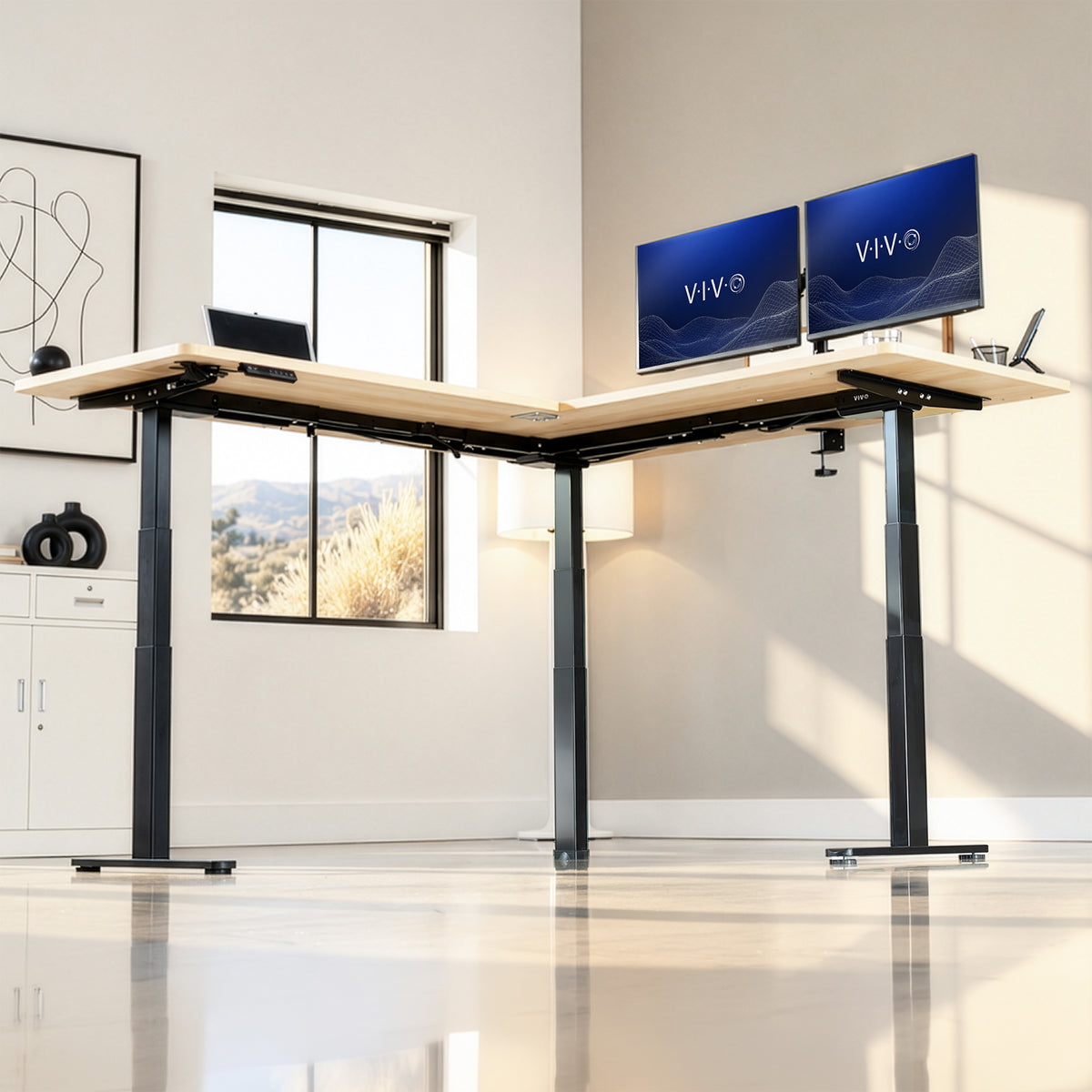 Electric Multi Motor Corner Desk Frame with Memory Controller