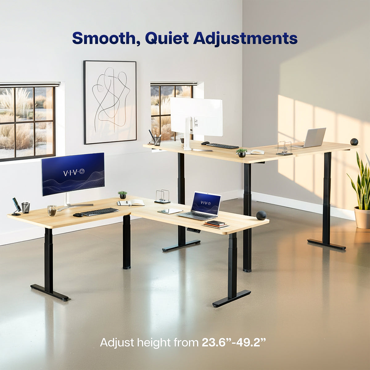 Electric Multi Motor Corner Desk Frame with Memory Controller